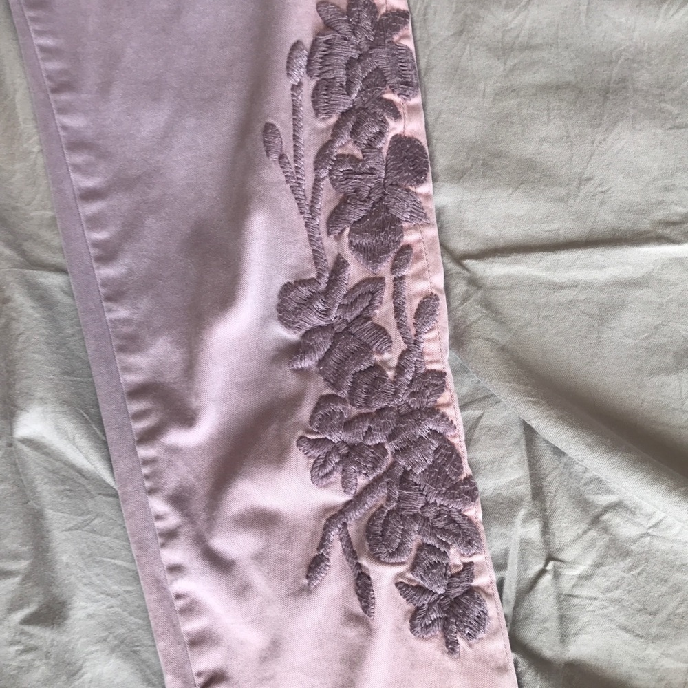 Anthro chino purple w/flower embroidery 25 - Picture 7 of 15